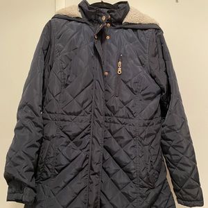 Ci Sono Navy Jacket with Faux Fur Lining - Small